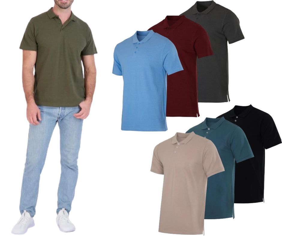 3-Pack: Men's Cotton Pique Short Sleeve Polo Shirts (S-5XLT)