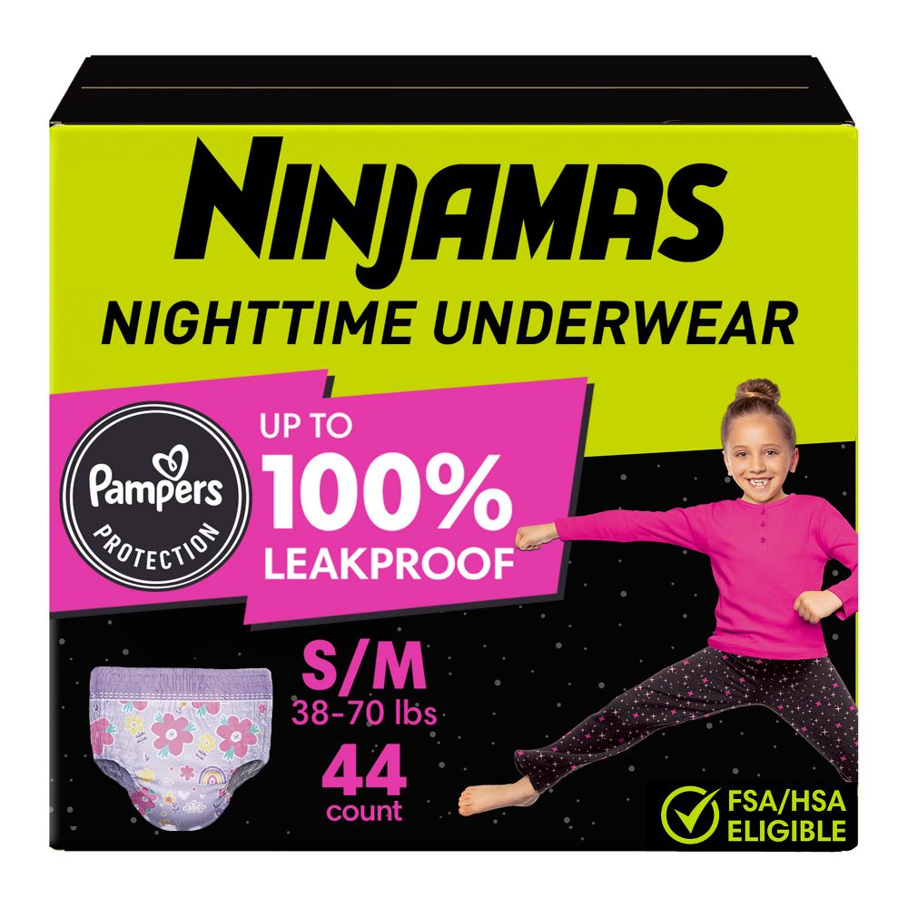 Girls Nighttime Bedwetting Underwear Size L 64-95+ lbs 68 Count Overnight P
