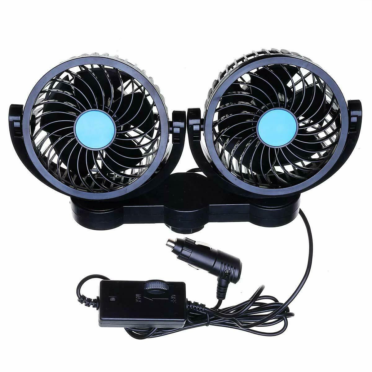 Zone Tech 12V Dual Head Car Cooling Oscillating Back Seat Ventilation Fan