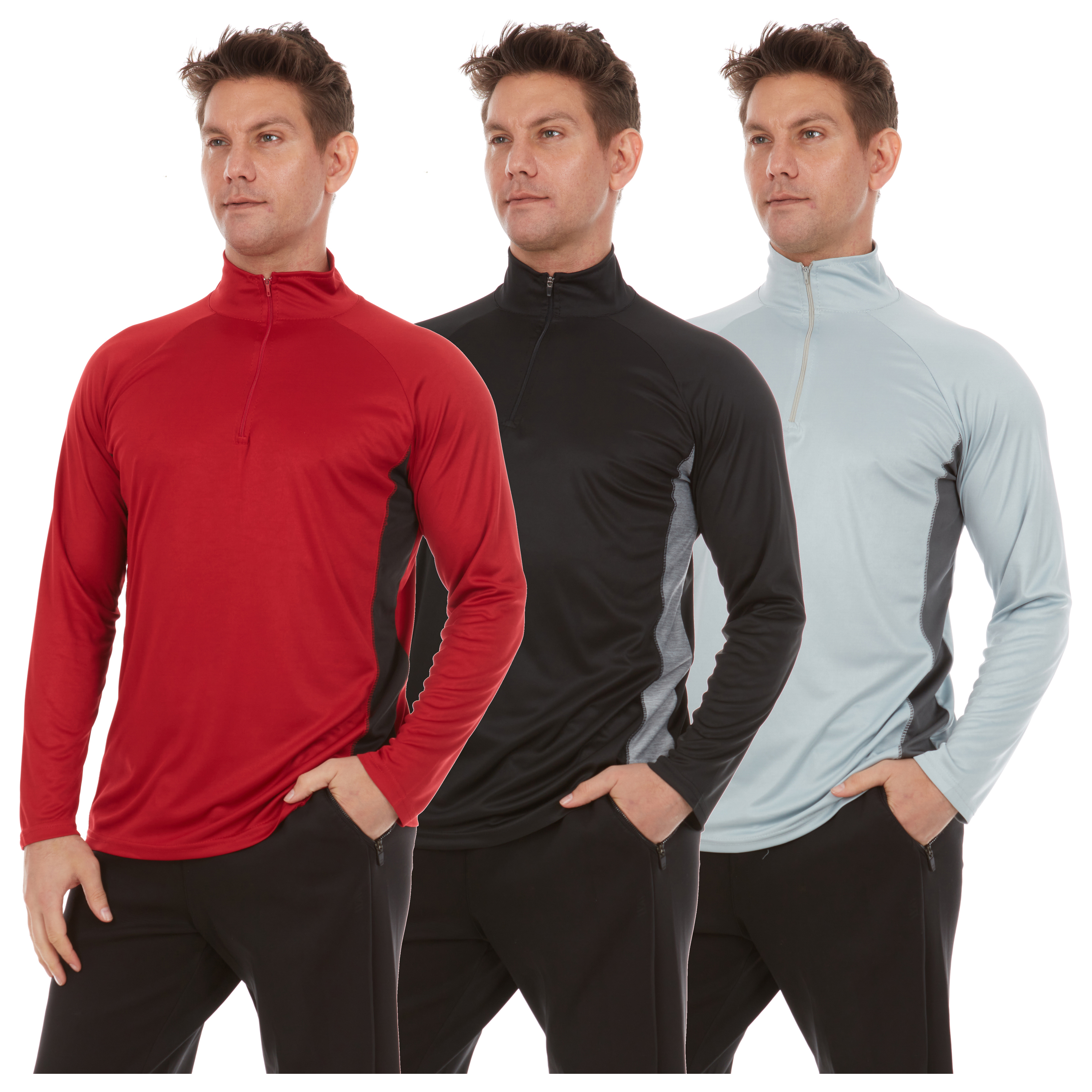 4-Pack Men's Dri-Fit Long Sleeve T Shirts - Moisture Wicking, Quick Dry Tees (Up to 3XL)
