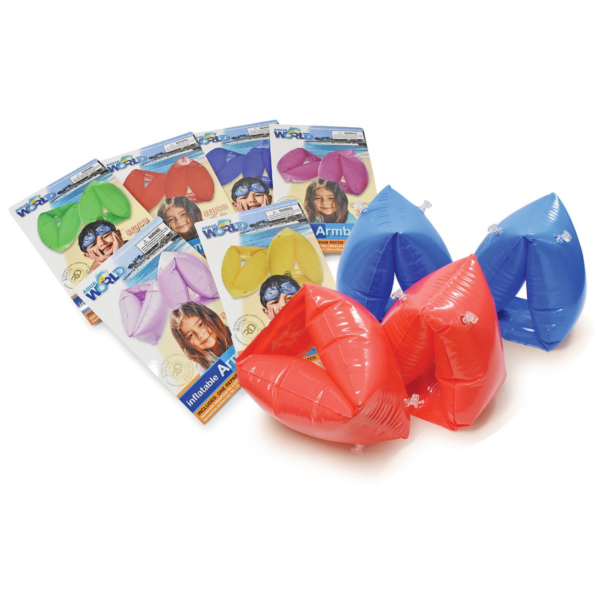 2-Pair Assorted Aqua World™ Kids' Inflatable Swimming Floatie Armband