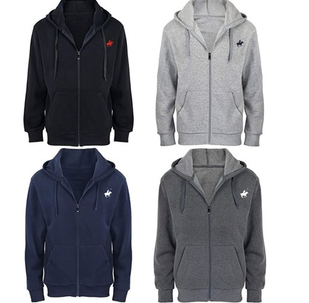 PACIFIC POLO CLUB (2-PACK) MEN'S FLEECE FULL-ZIP HOODIES - M- BLACK/GRAY - New