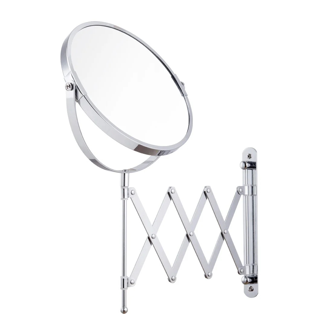 Wall Mounted Magnification Makeup Mirror 1X/5X Vanity Double Side Extendable Accordion Swivel Mirror