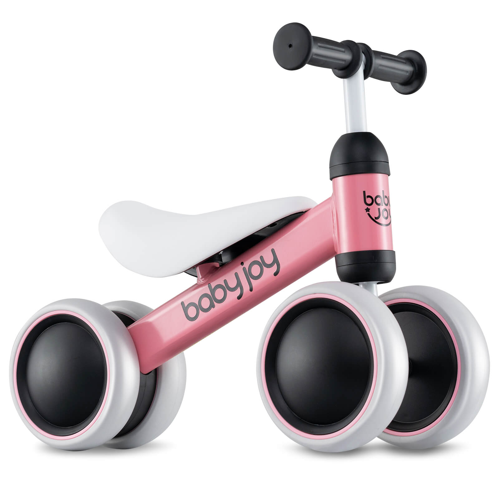 Costway Babyjoy 4 Wheels Baby Balance Bike for 2 Years Old Boys Girls with Soft Seat Ride On Toy Blue/Orange/Pink