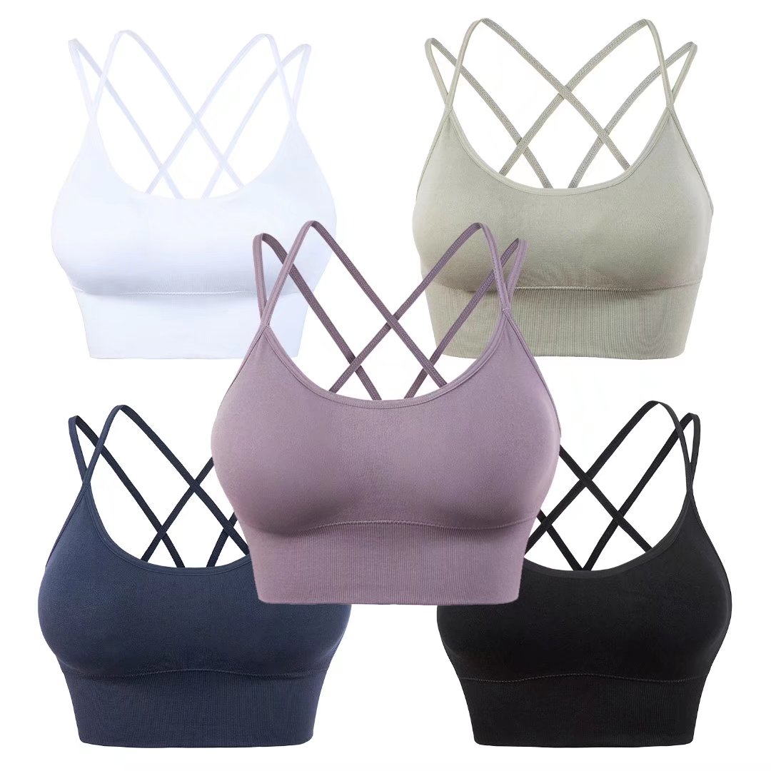 2-PACK Sports Bra Cross Back Sports Bra Strappy Bra