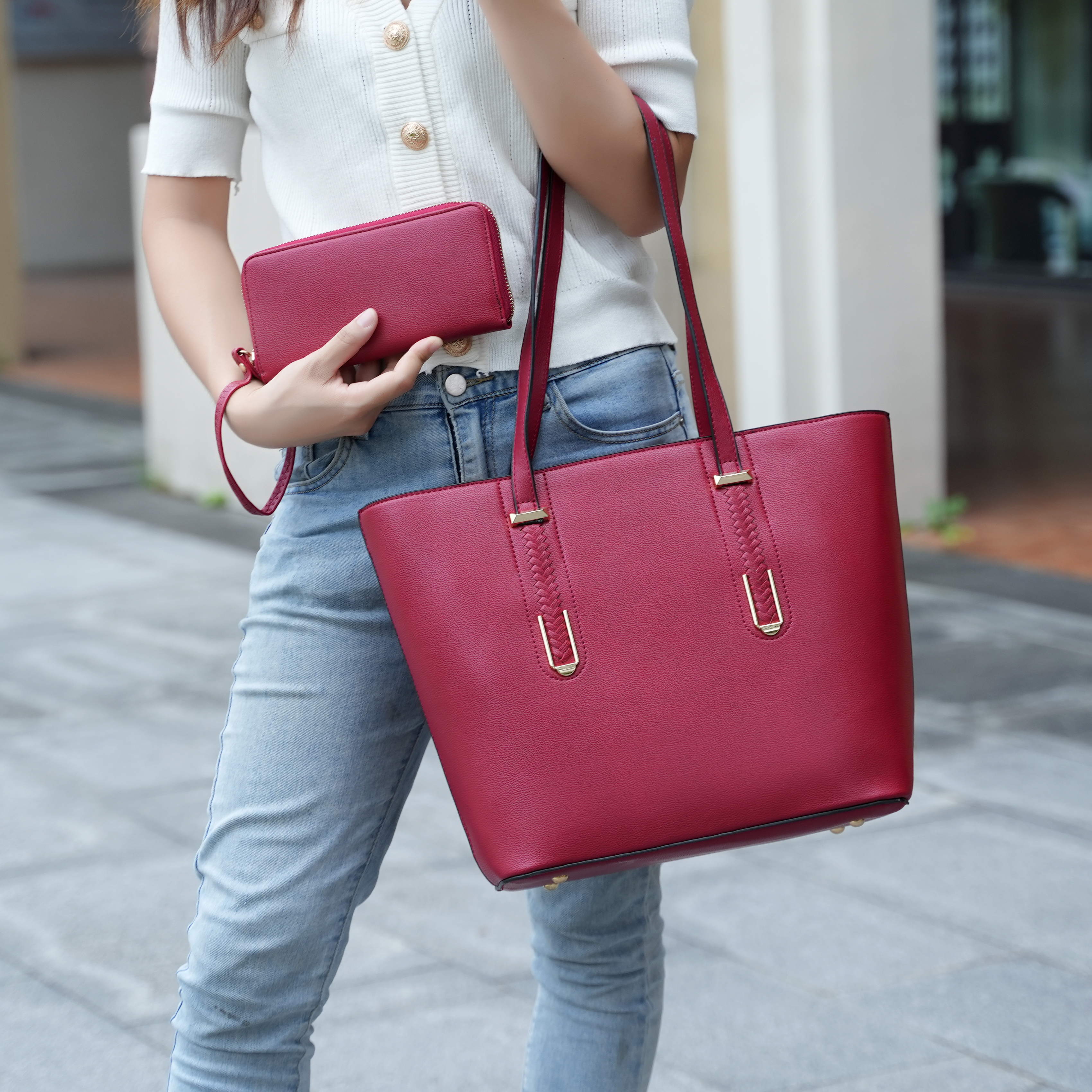 MKF Collection Mina Vegan Leather Women’s Tote and Wristlet Wallet by Mia K