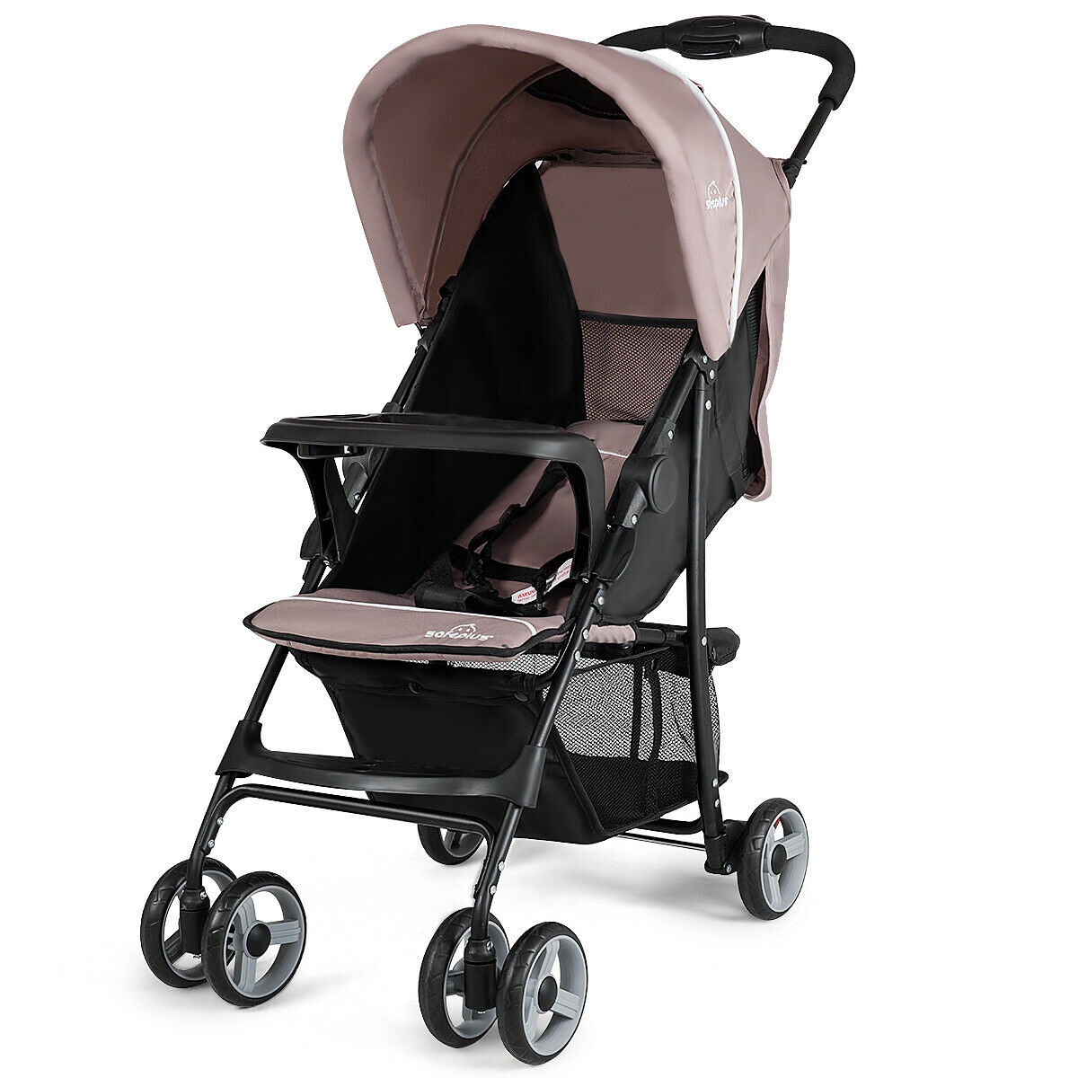 Costway Foldable Lightweight Baby Stroller Travel Pushchair 5-Point Safety System 0-36 Months Coffee