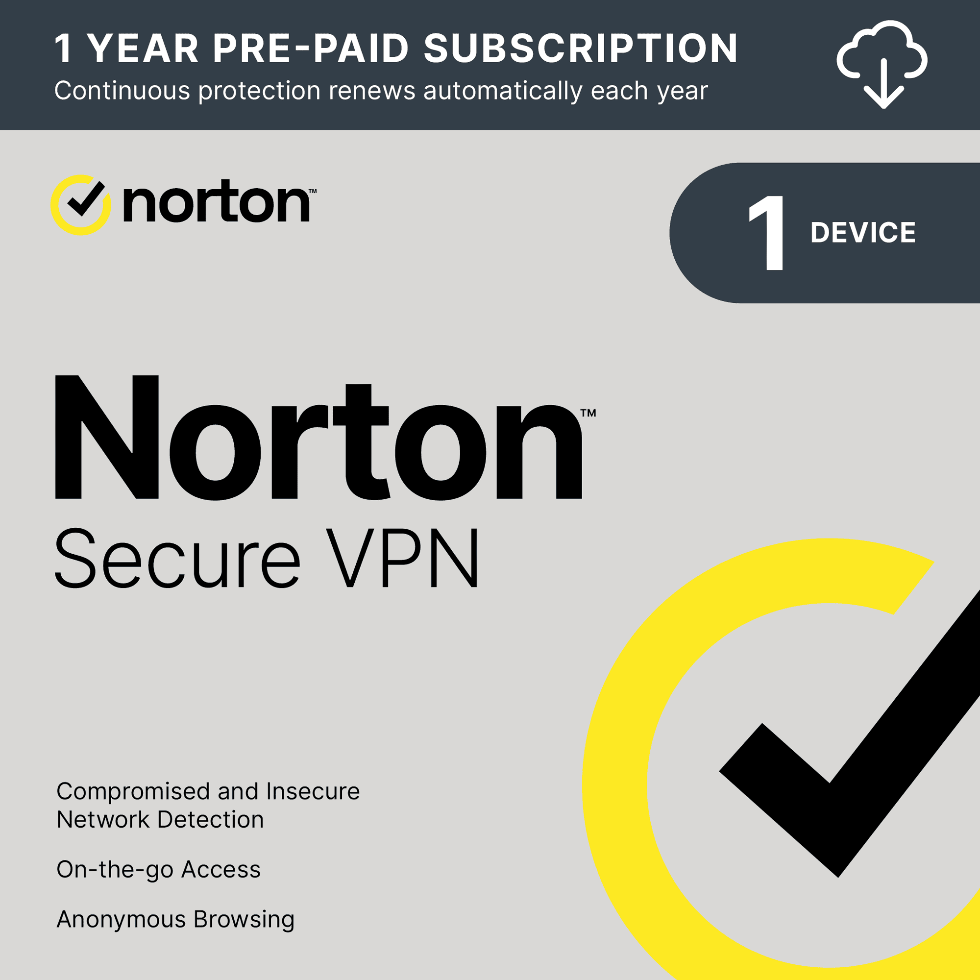 Norton Secure VPN Internet Privacy 1 Device 1 Year Digital Delivery
