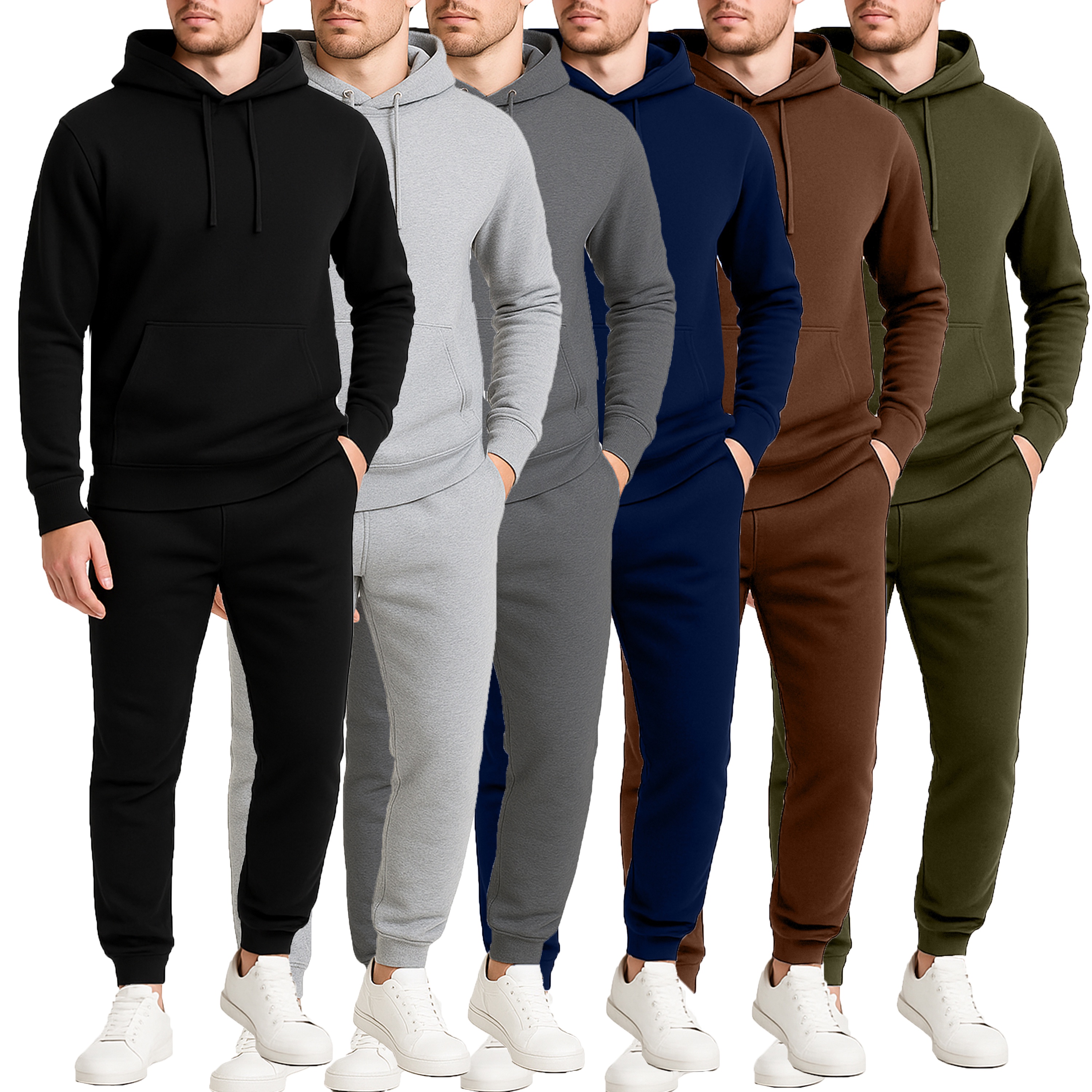 Mens Fleece-Lined Pullover Hoodie & Jogger Set