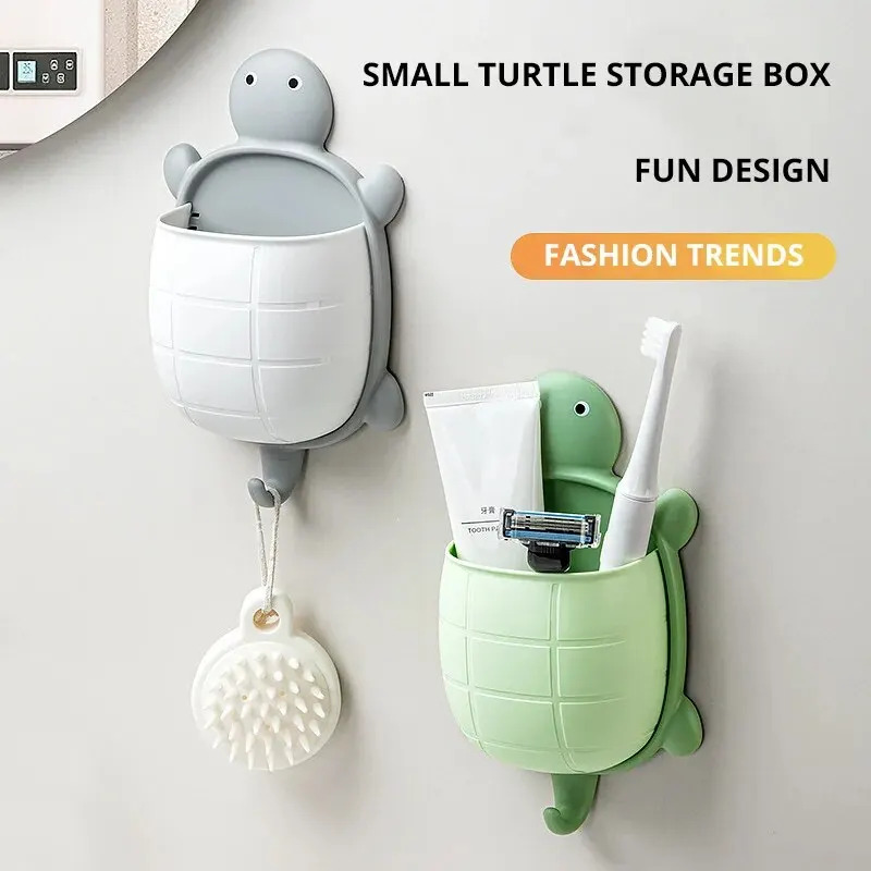 Cartoon Turtle Toothbrush Holder & Bathroom Wall Organizer (Random Color)