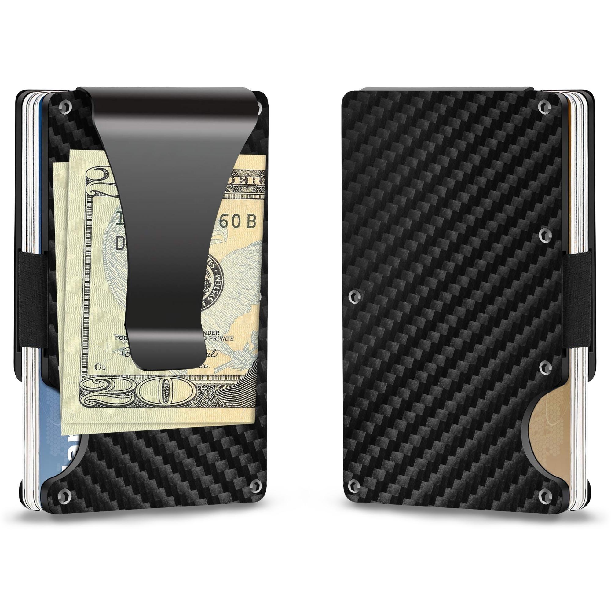 RFID Blocking Carbon Fiber Credit Card Holder w/ Money Clip - 6 Colors