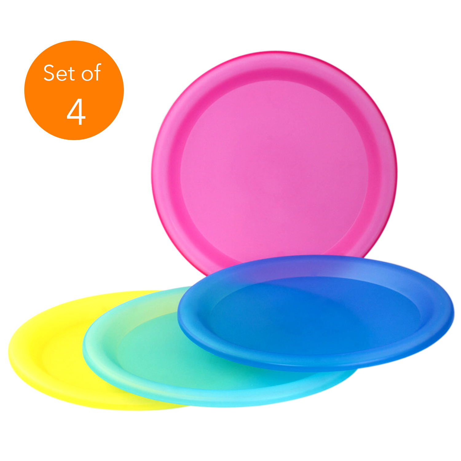 4 Pc Colorful Sturdy Reusable Dinner Plates - Party BPA-Fee Plastic Plates