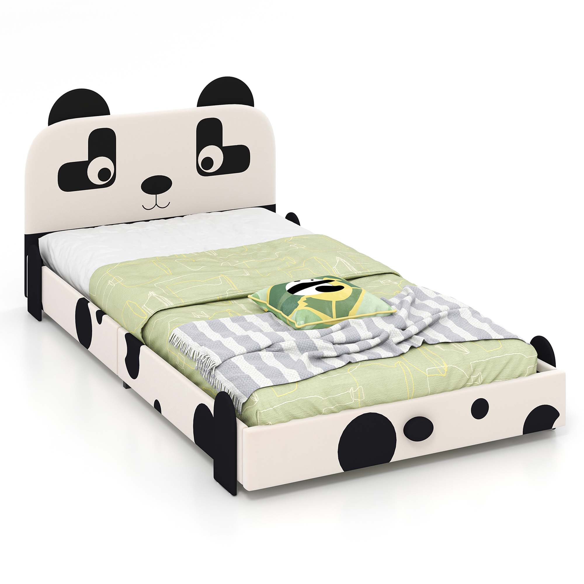 Twin Size Low Profile Kids Panda Bed Frame/Headboard
