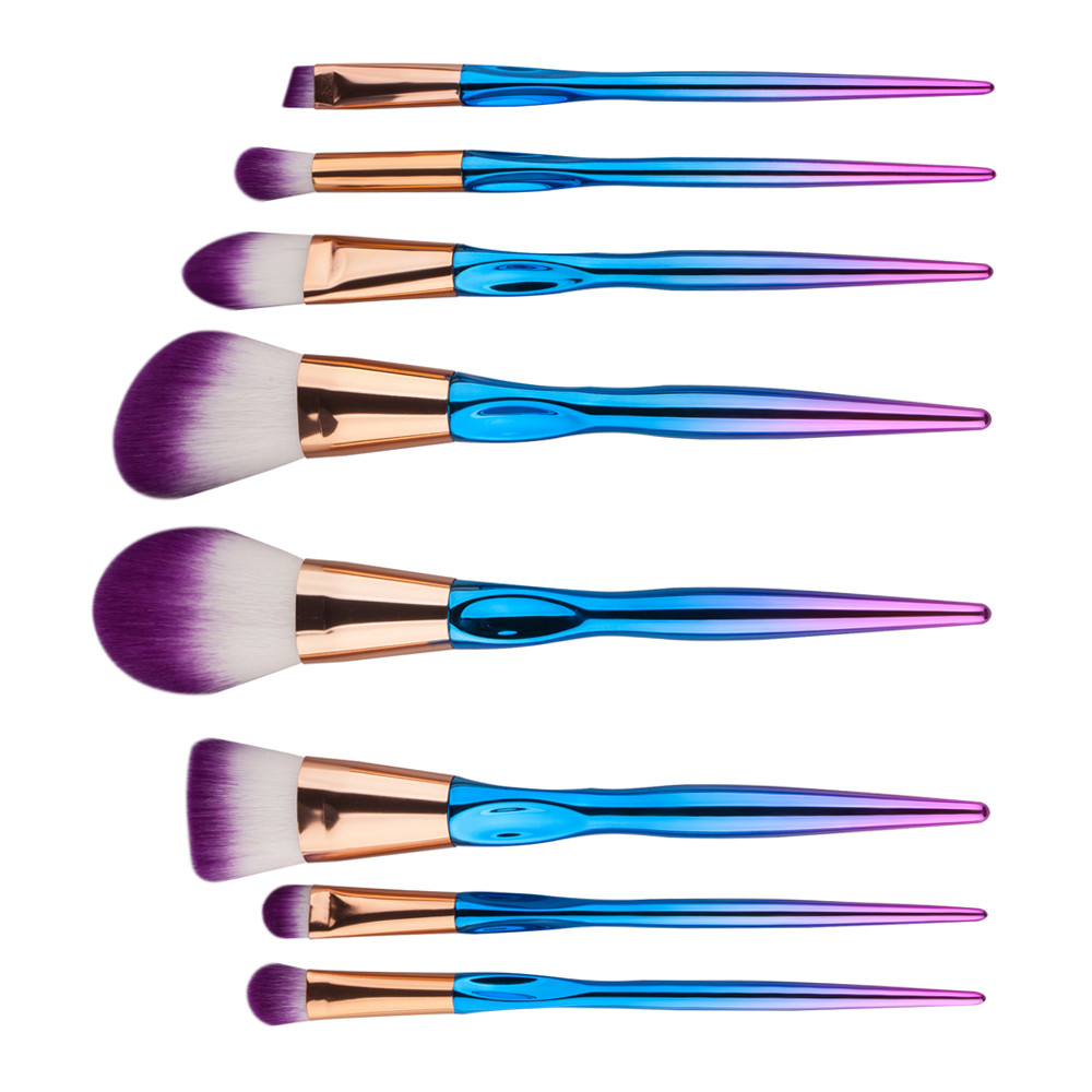 8-Piece Cosmetic Brush Set with Metallic Handles 8-Piece Cosmetic Brush Set with Metallic Handles