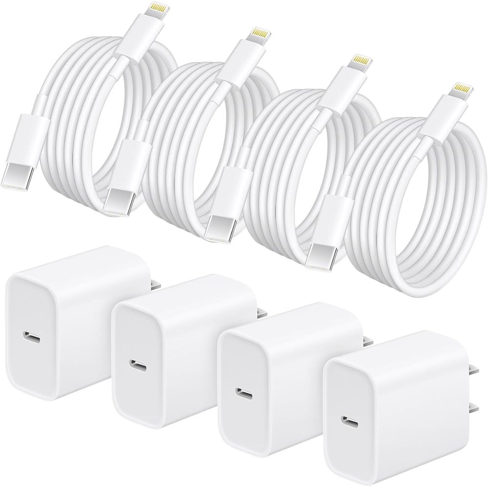 2/3/4-Pack USB-C Fast Charger for iPhone: 4ft Cables & Wall Plugs