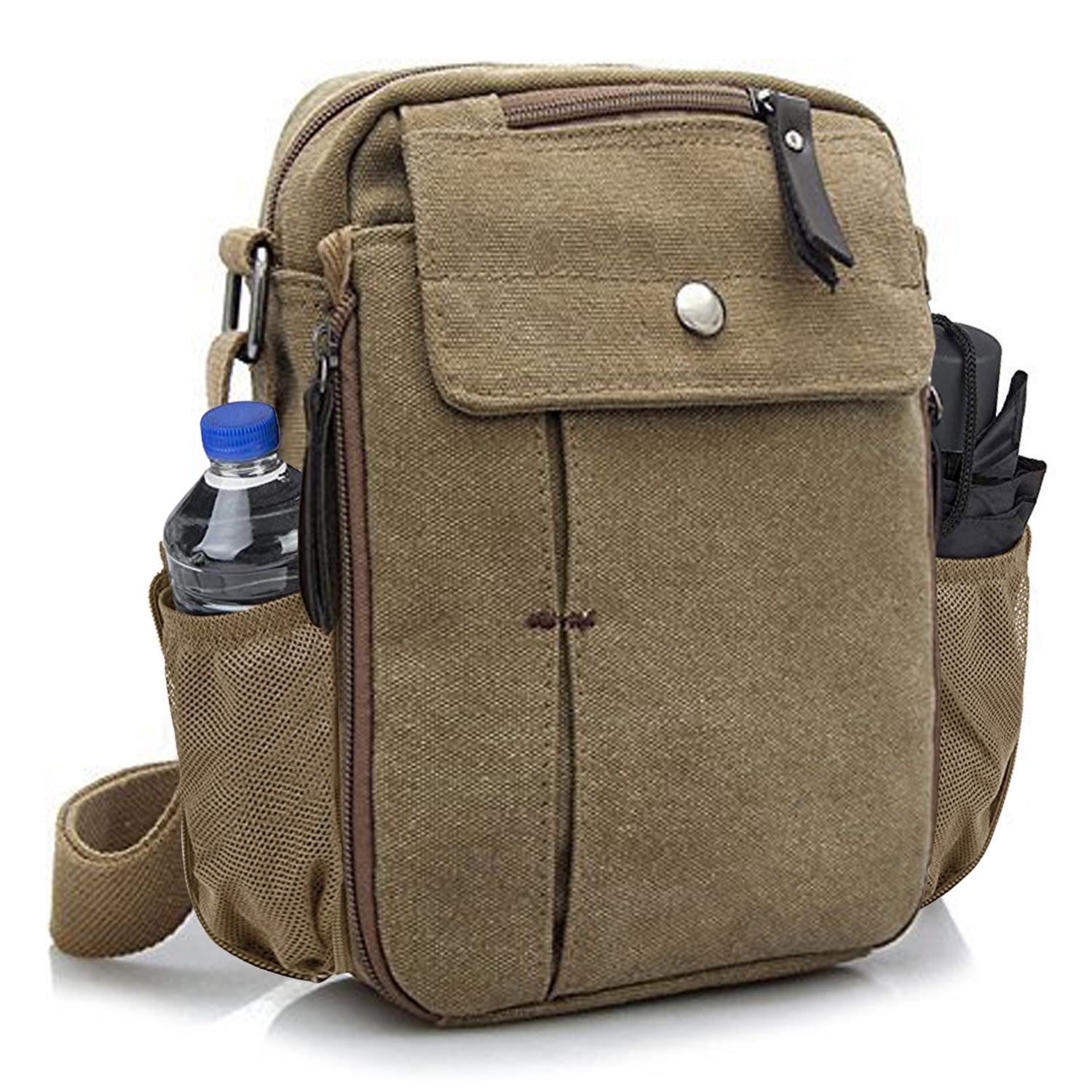 Multi-Functional Canvas Bag with Bottle Holder (Multiple Colors)