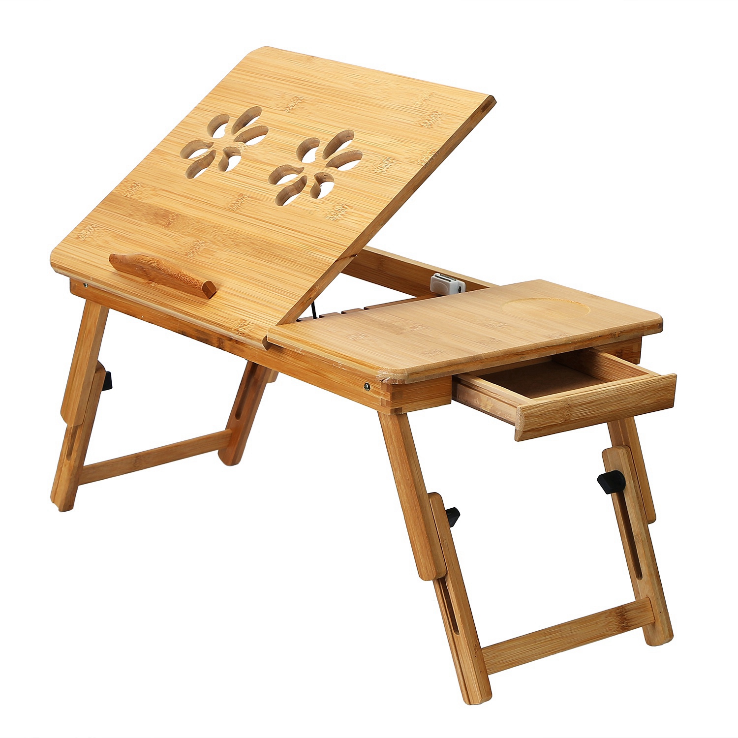 Foldable Bamboo Laptop Desk Breakfast Serving Bed Tray