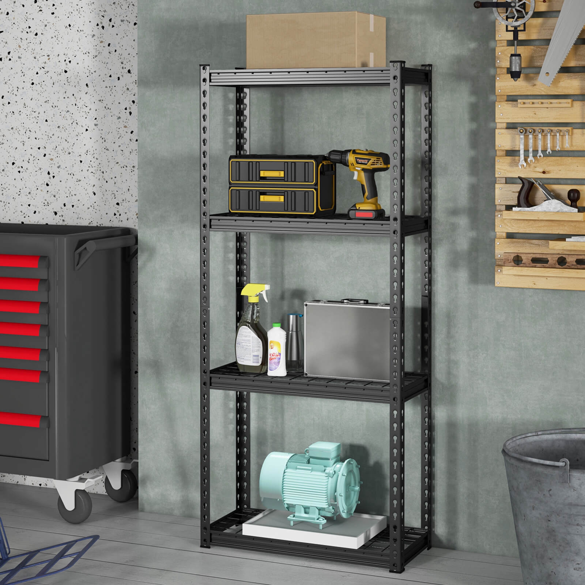 Costway 4-Tier Metal Shelving Unit Heavy Duty Wire Storage Rack with Anti-slip Foot Pads(4-Pack Sizes)