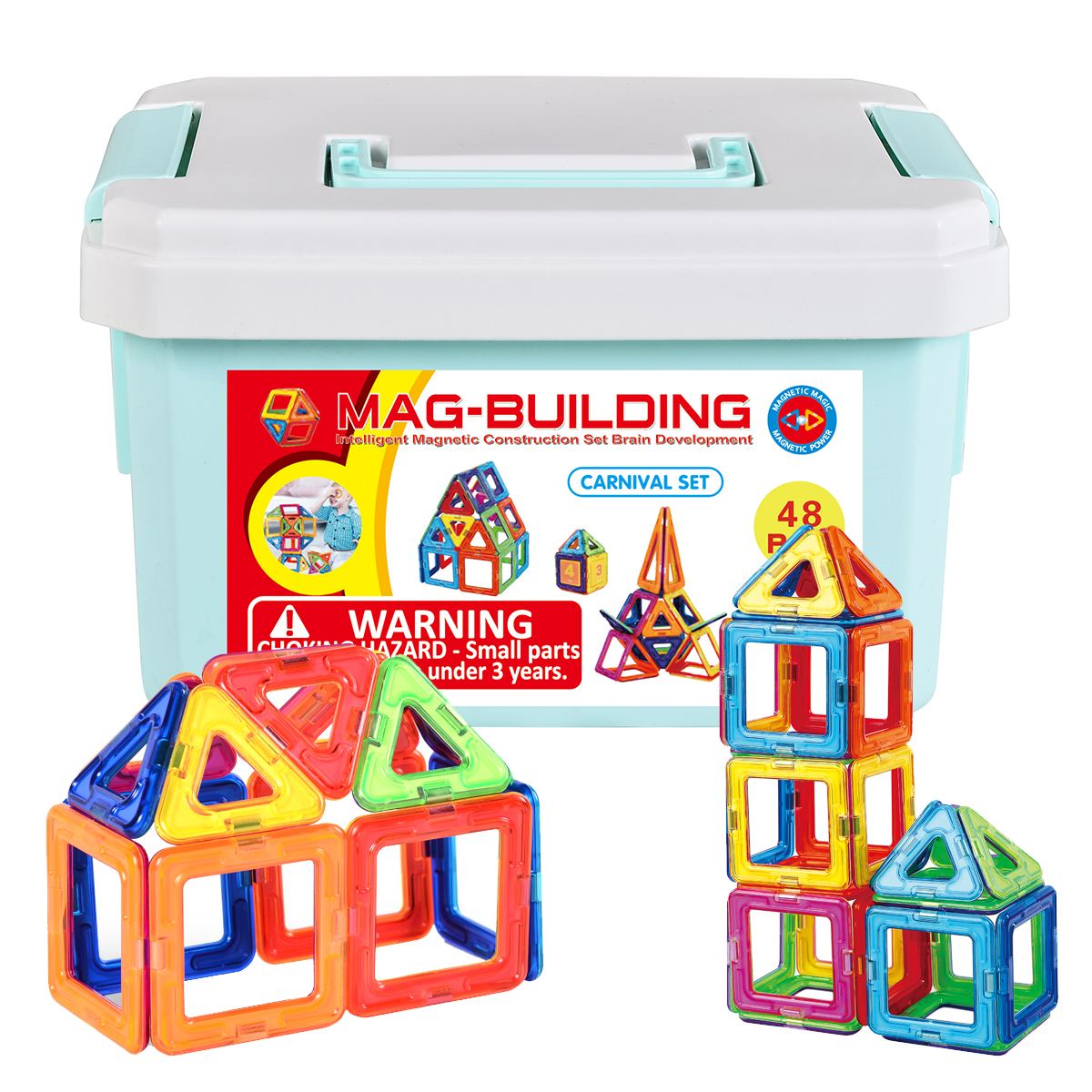 Zunammy Kids' Magnetic Building Blocks Tile Set (48 pcs)