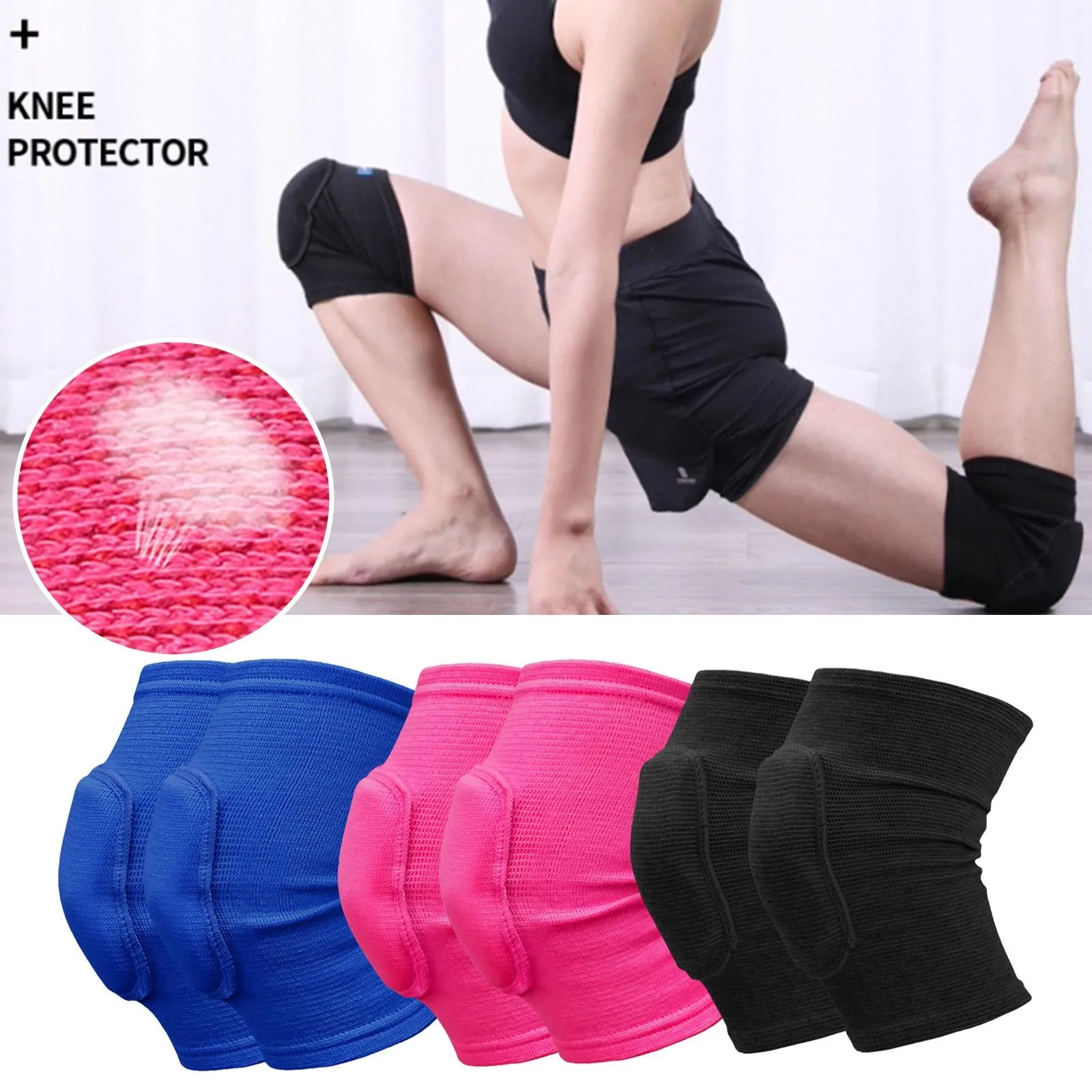 2pcs Sports Compression Knee Pads Elastic Knee Protector Thickened Sponge Knee Brace Support