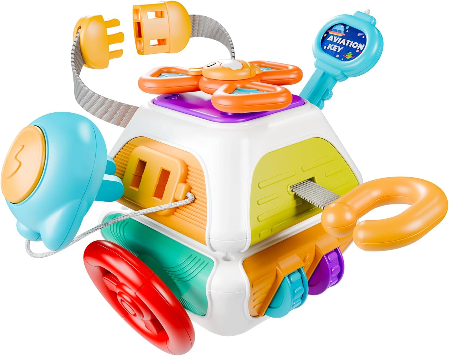 Baby Busy Cube Montessori Sensory Toys with 10 Activity Panels for Toddler Fine Motor Skills and Hand Eye Coordinate Learning