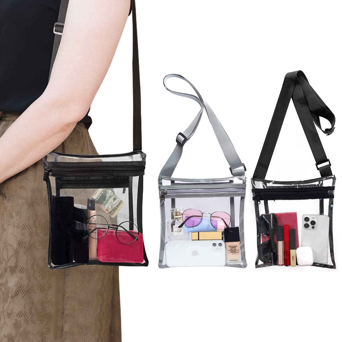 Stadium-Compliant Clear Crossbody Bag – Lightweight, Durable & Hands-Free