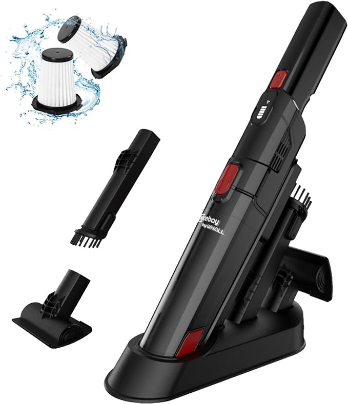 NICEBAY Cordless Handheld Vacuum 15KPA Powerful Fast Charging  BlackRed