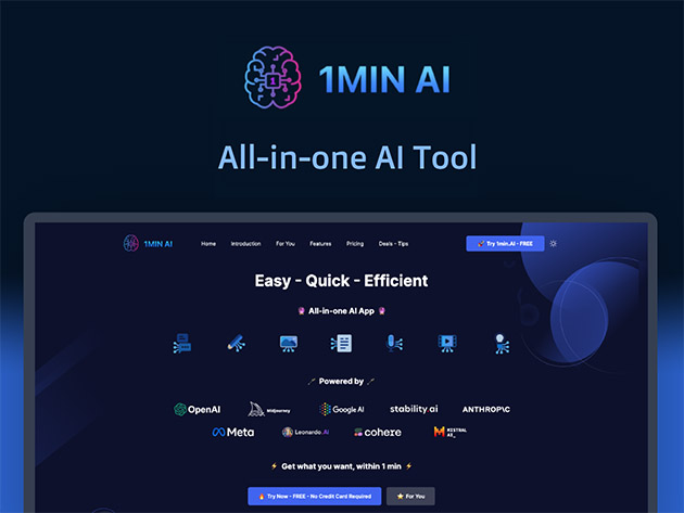 1minAI: Lifetime Subscription [Digital Delivery]