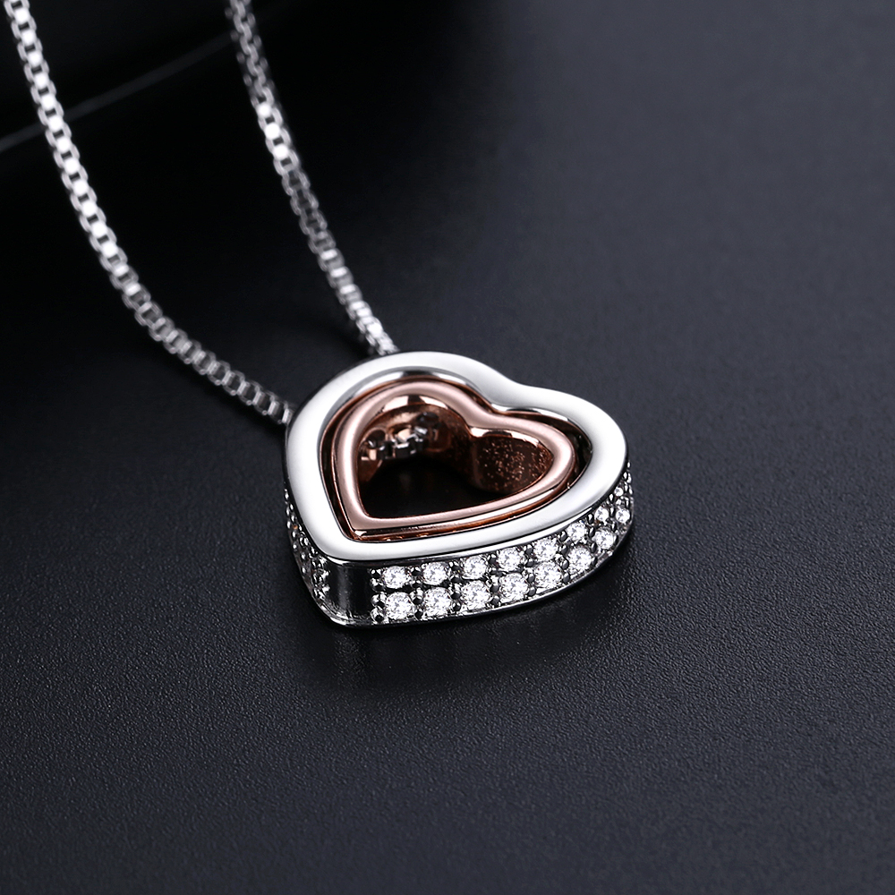 Genuine Crystal double Heart Pendant Necklace