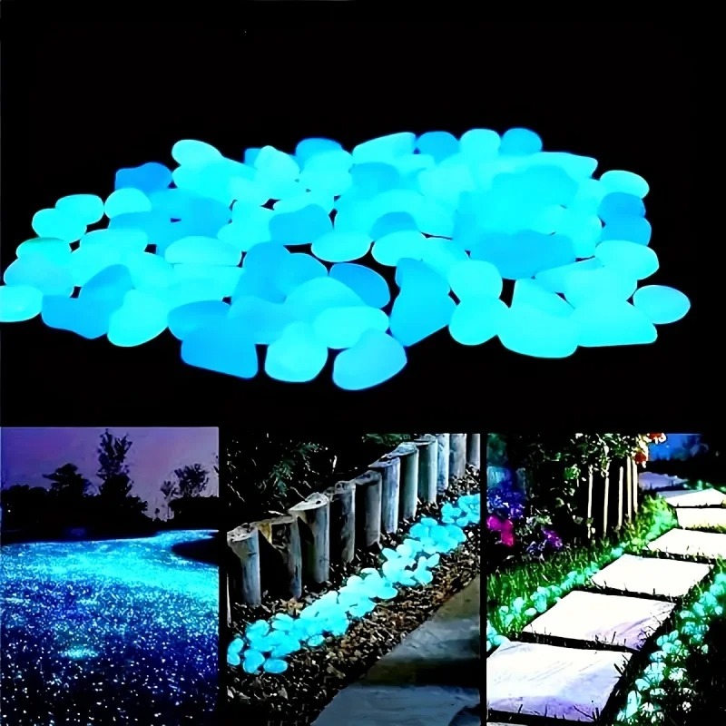 Glow in The Dark Garden Pebbles Stones Rocks for Yard and Walkways Decor, DIY Decorative Luminous Stones