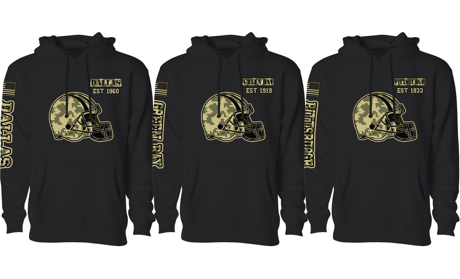 Women Ultimate Camo Football Black Pull Over Hoodie