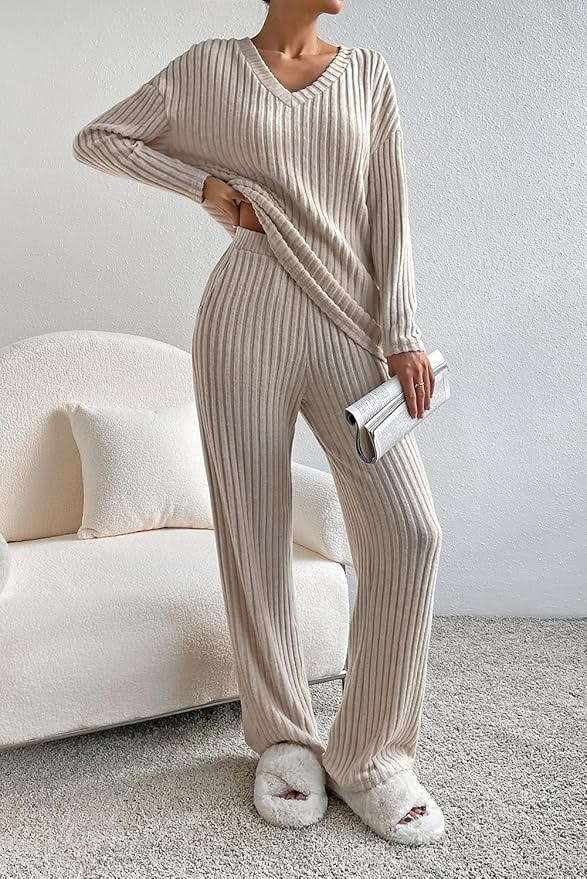 2-Piece Cozy Knit Pullover and Wide Leg Pants