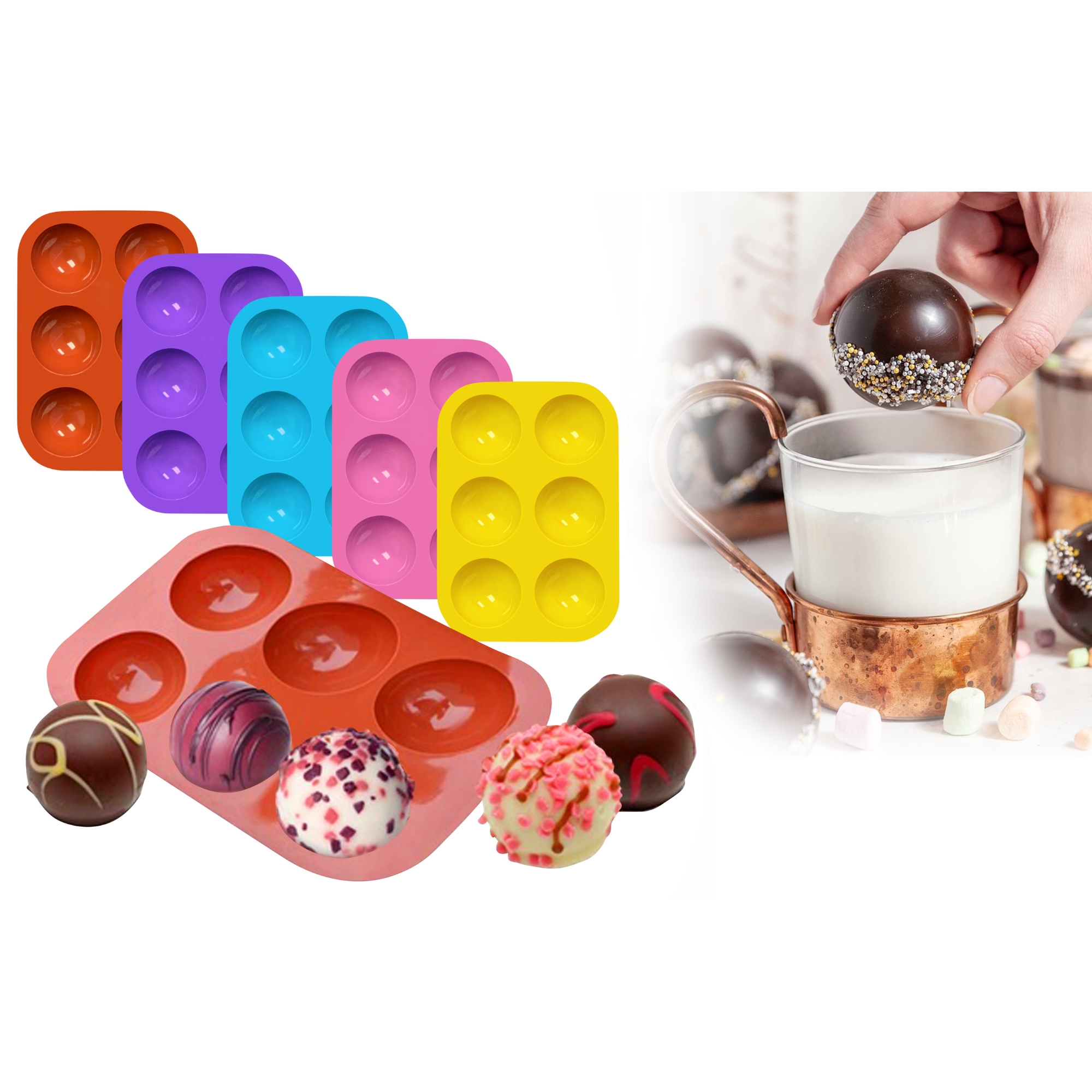 3-Pack: Silicone Mold for Making Hot Chocolate Bomb, Cake, Jelly, Dome Mousse