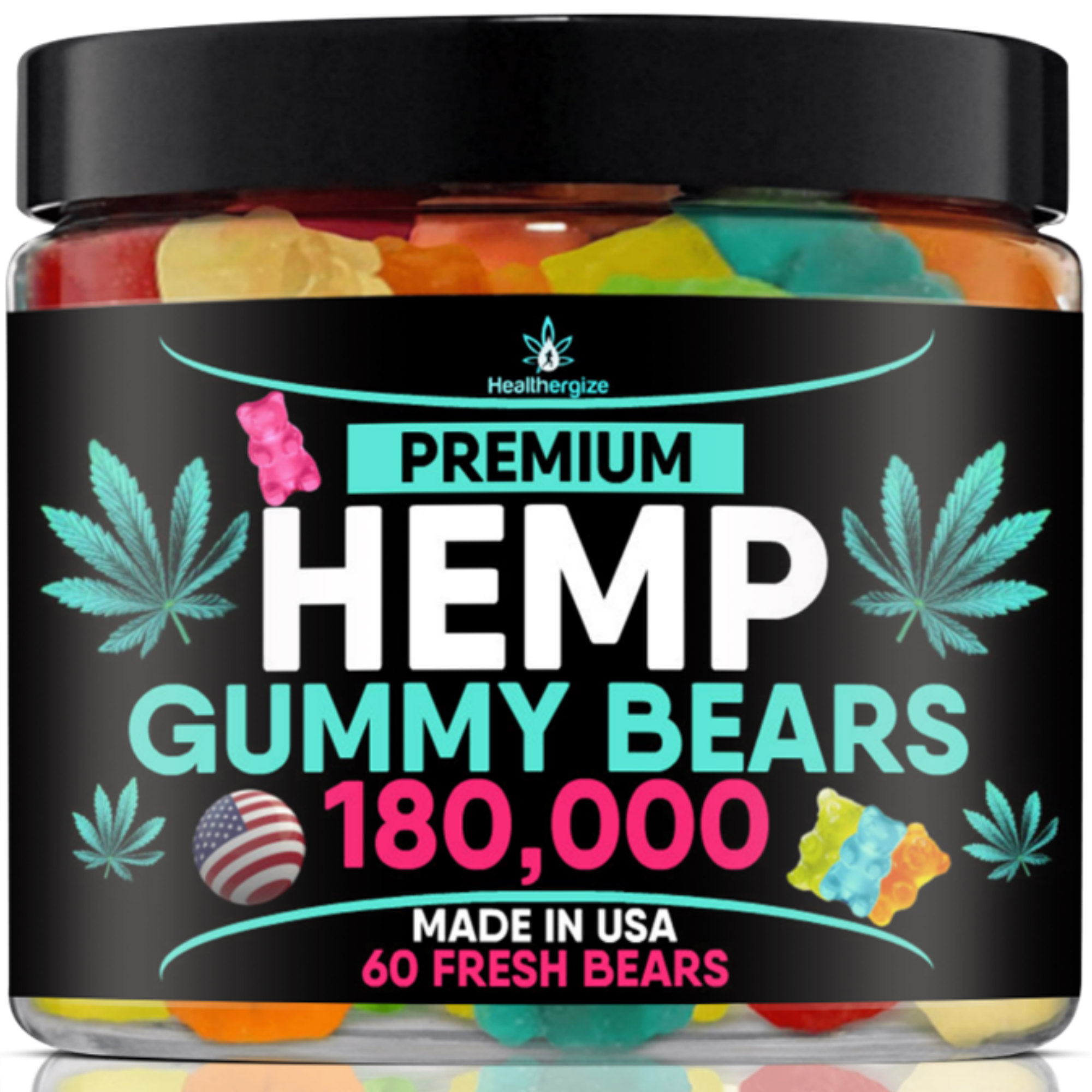 Hemp Gummies Bears-Made In USA-Premium Fruity Flavored Hemp Candy, Sleep, relax, Calm, Stress