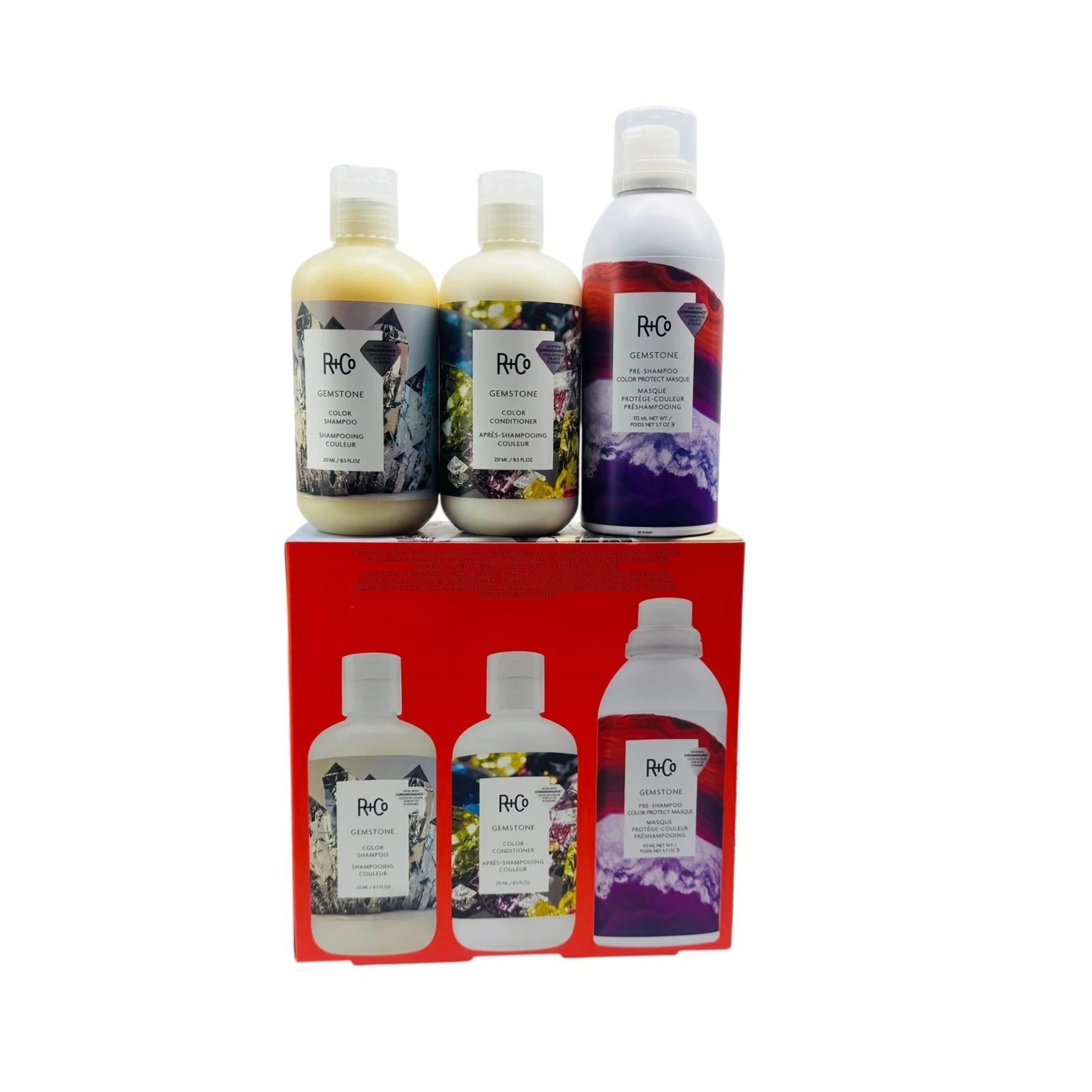 R+Co Gemstone Color Shampoo Conditioner Masque Set Vegan 8.5 oz + 5.7 oz Hair Care