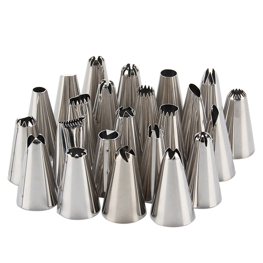 24 Piece Steel Cake Icing Piping Decorating Baking Nozzles BelleChic