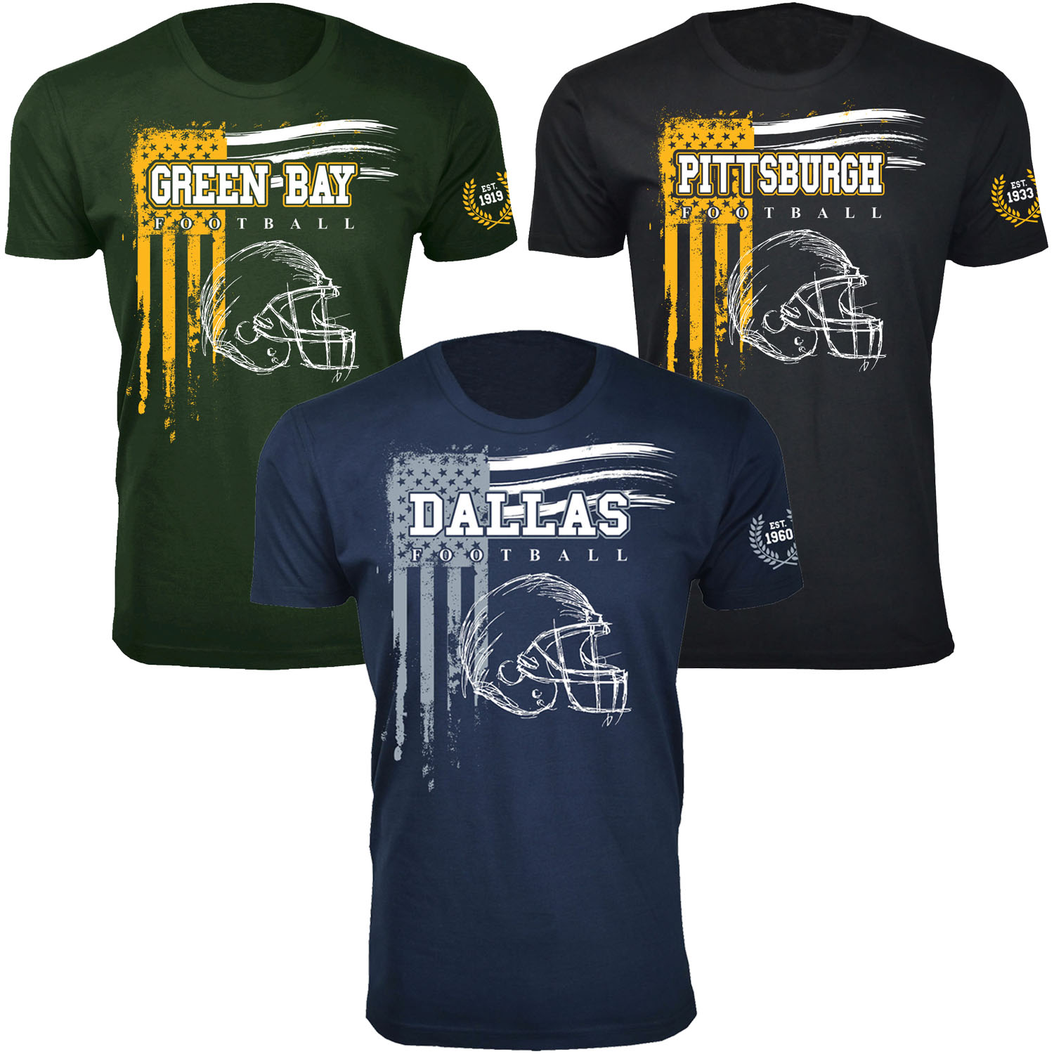 Men's Vintage USA Flag Football T-Shirts