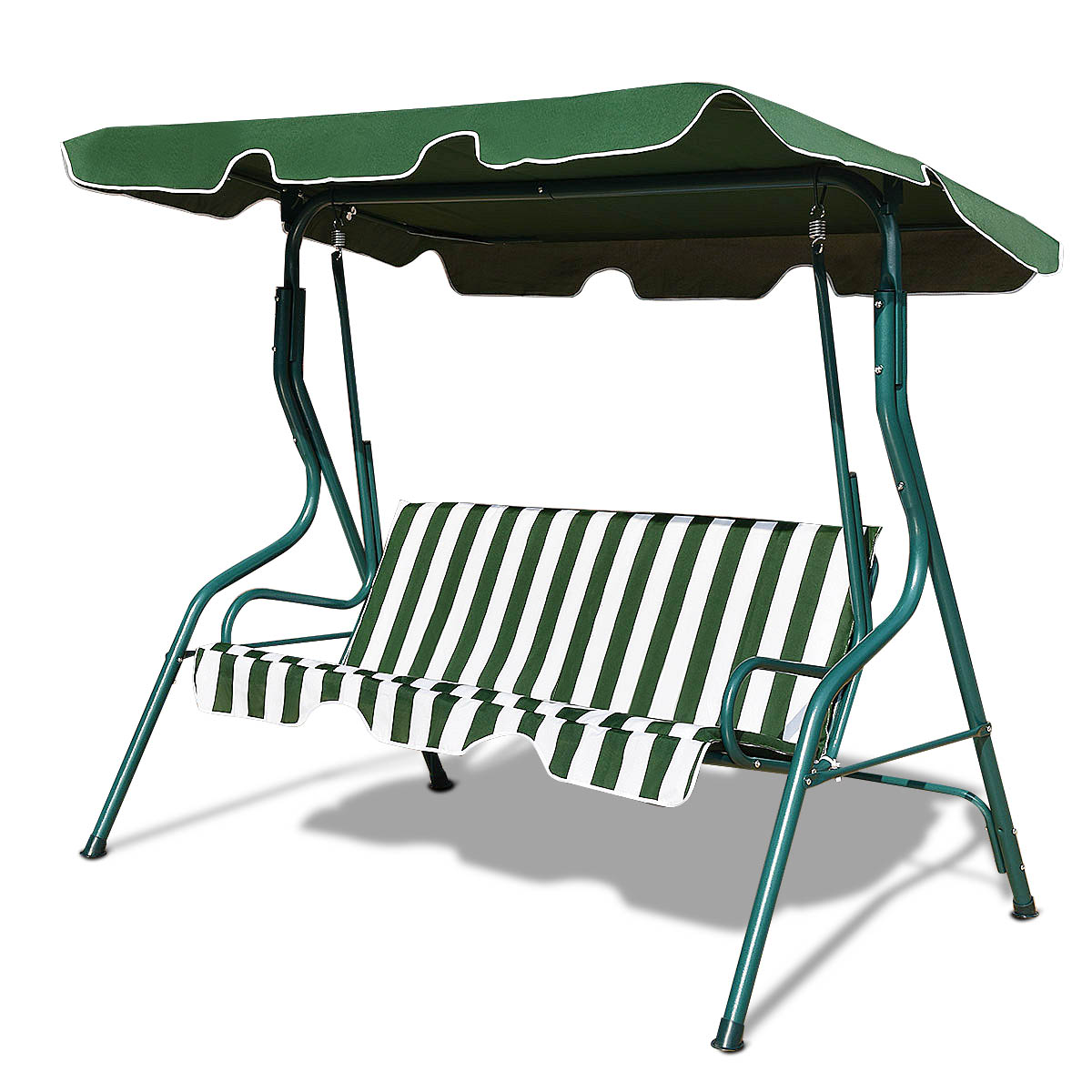 Costway Patio 3 Seats Canopy Swing Glider Hammock Cushioned Steel Frame