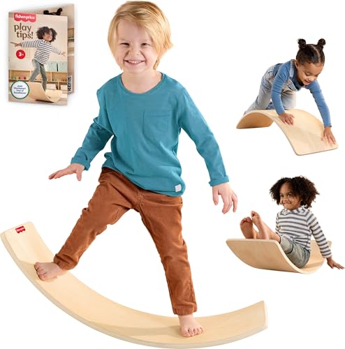 Fisher-Price Wood Montessori Toy Rockin' Balance Board American Montessori