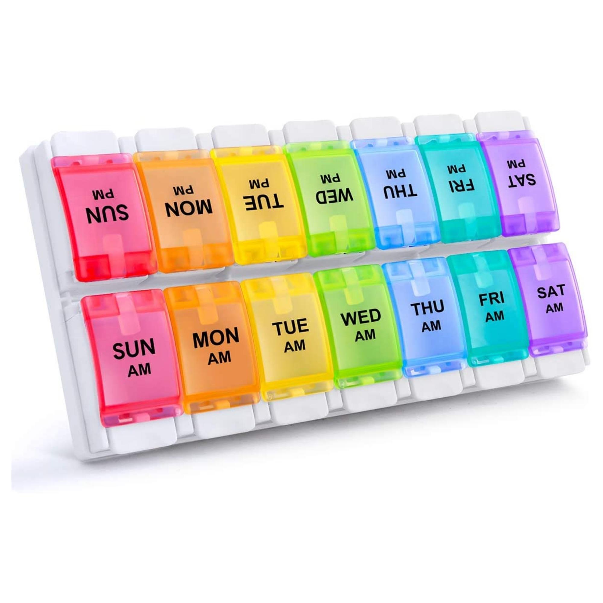 Weekly (7-Day) Daily Pill Organizer with Easy Push-Button Design