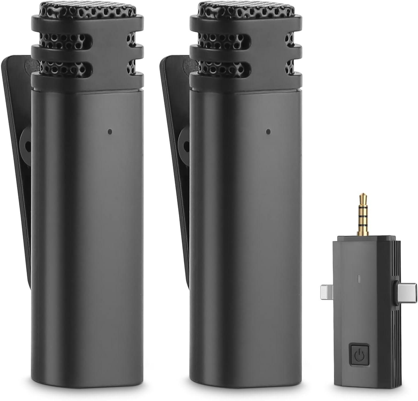 2-Pack Dual Wireless Lavalier Microphones for iPhone/Android/Camera/PC