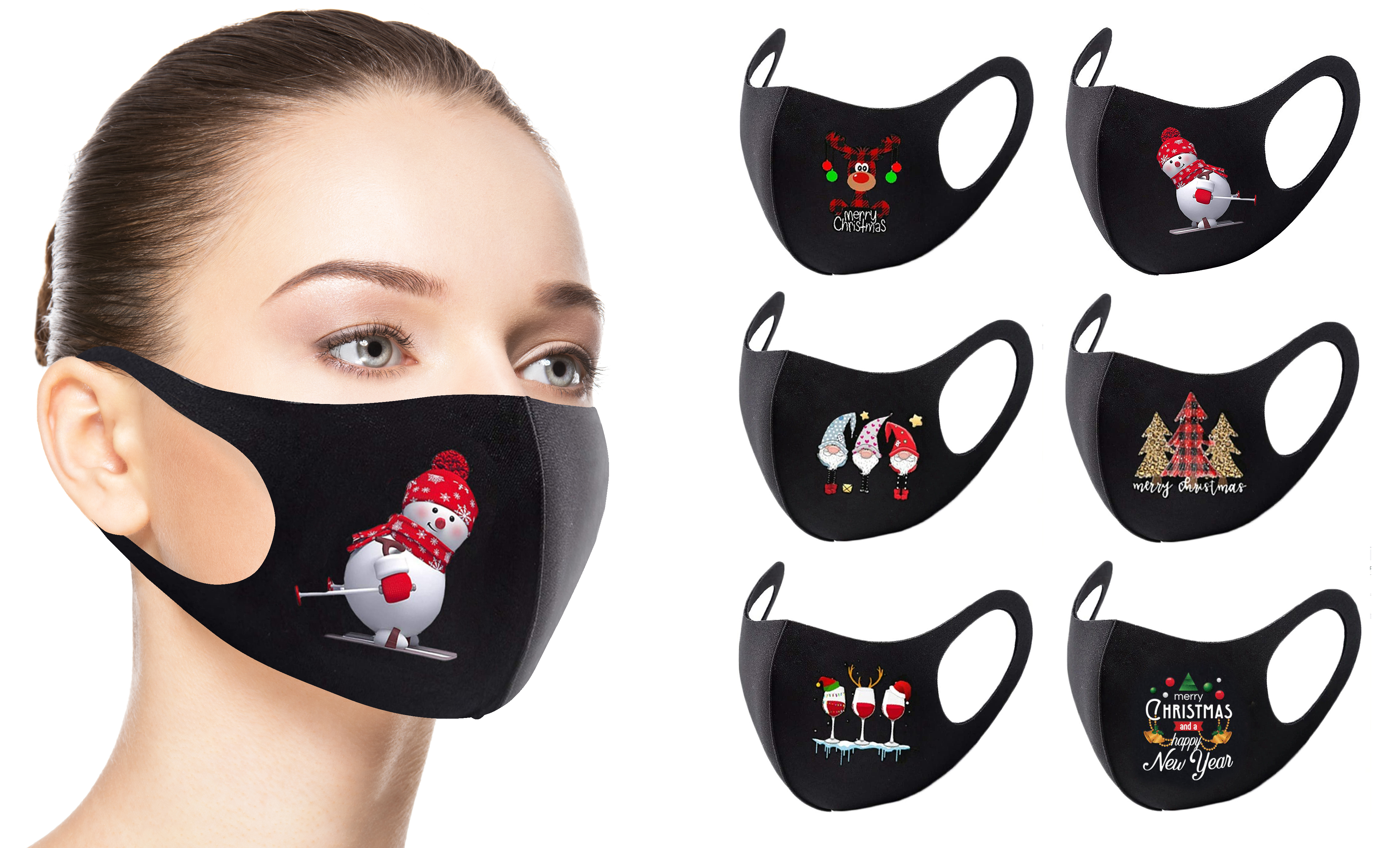 Reusable Holiday-Themed Face Masks (6-Pack)