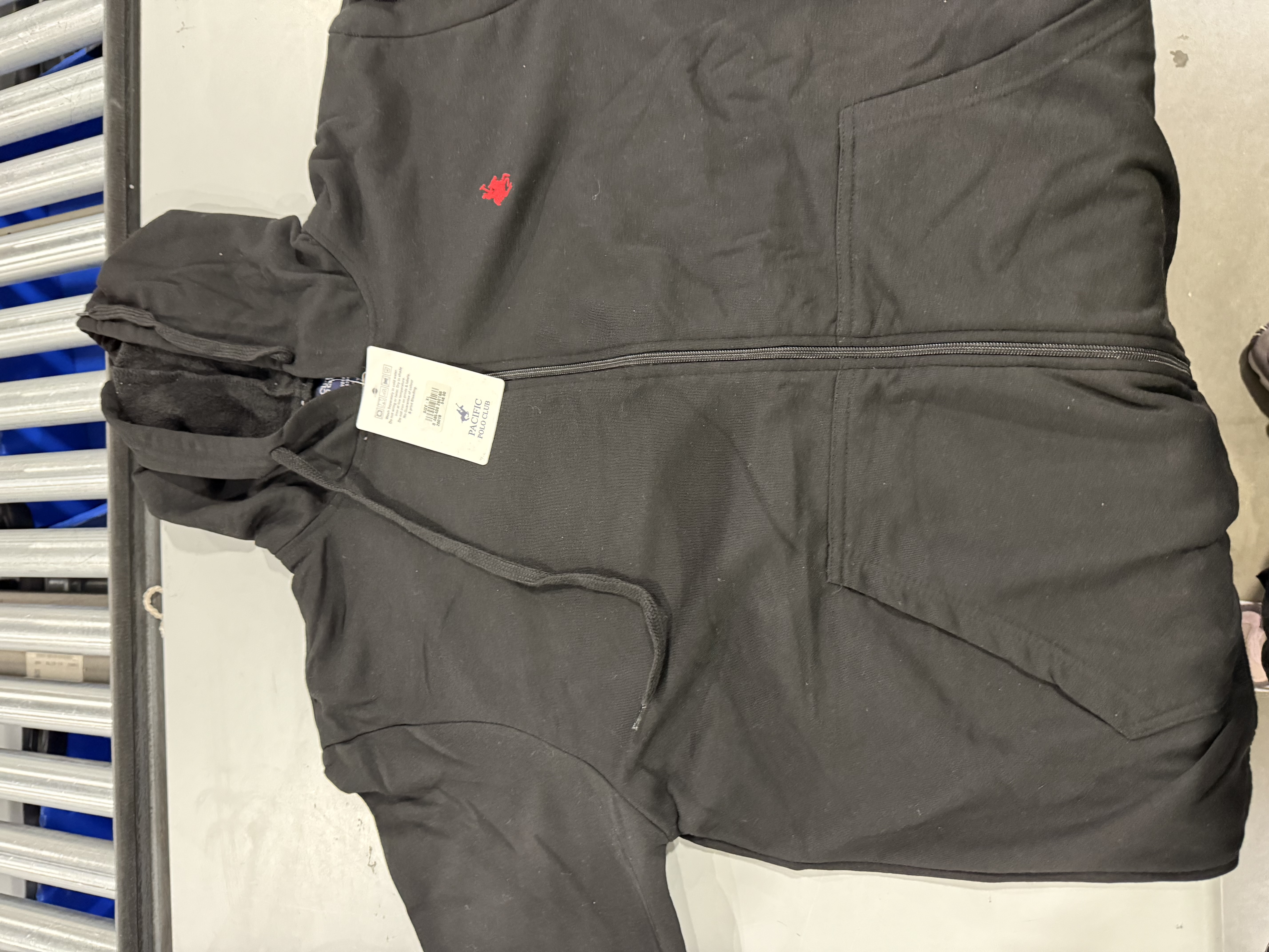 PACIFIC POLO CLUB FLEECE FULL-ZIP HOODIES - SIZE XL-BLACK - BLK - New