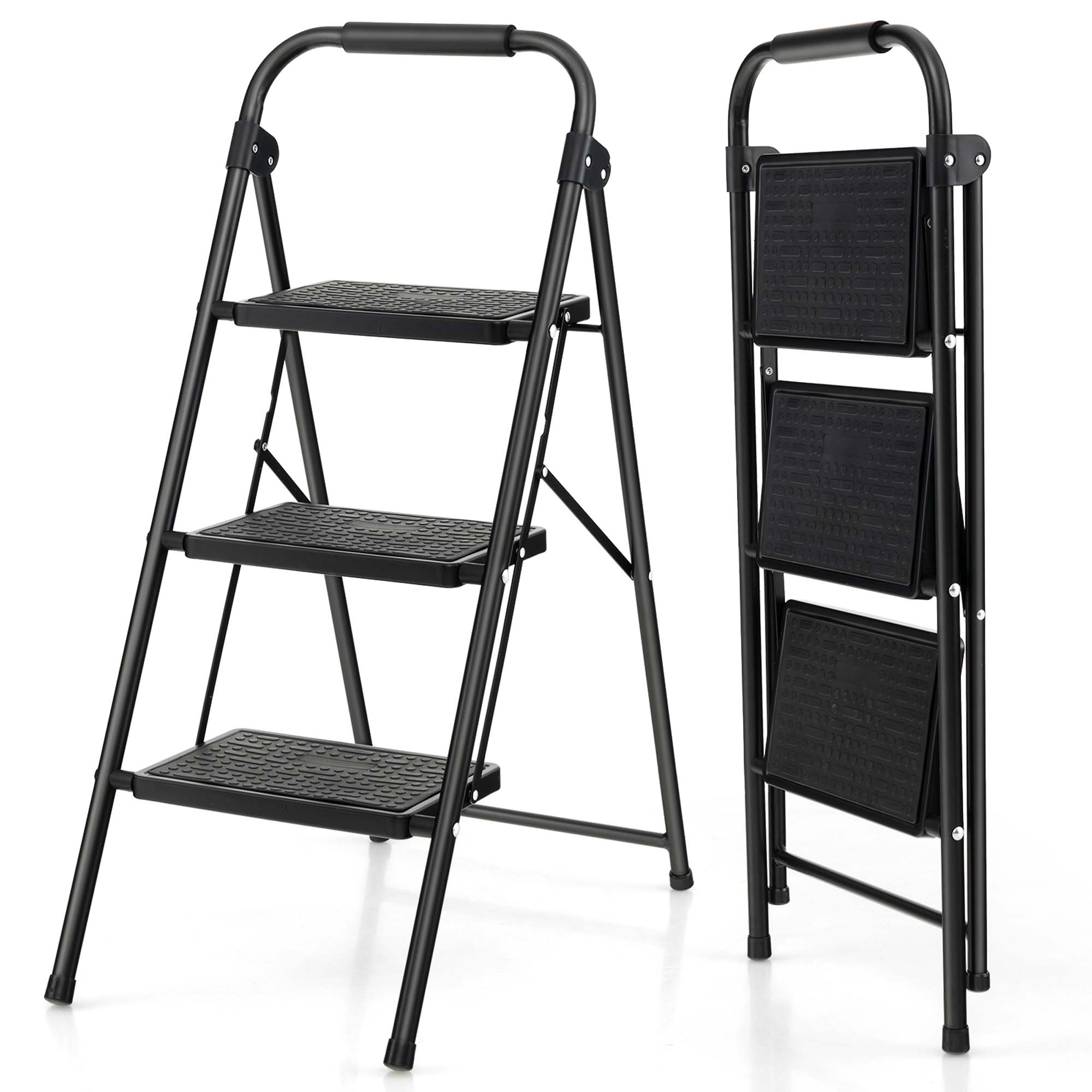 3 Step Ladder Folding Step Stool 330lbs Capacity w/ Anti-Slip Pedal & Handle