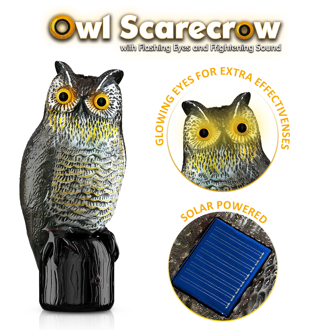 Motion Activated Premium Bird Repellent Fake Owl Decoy 16 in. Tall Tanga