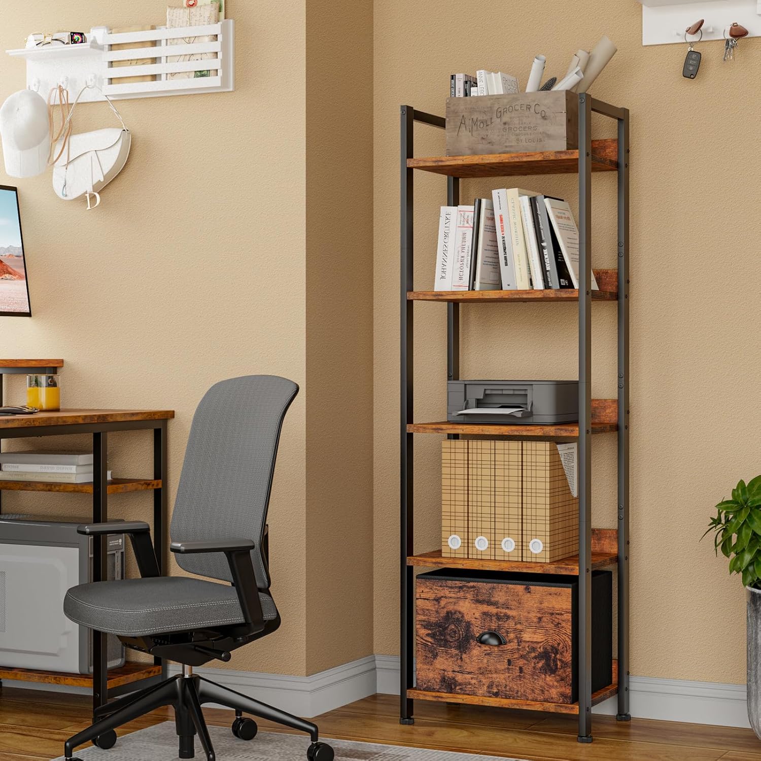 5 Tier Bookshelf with Drawer