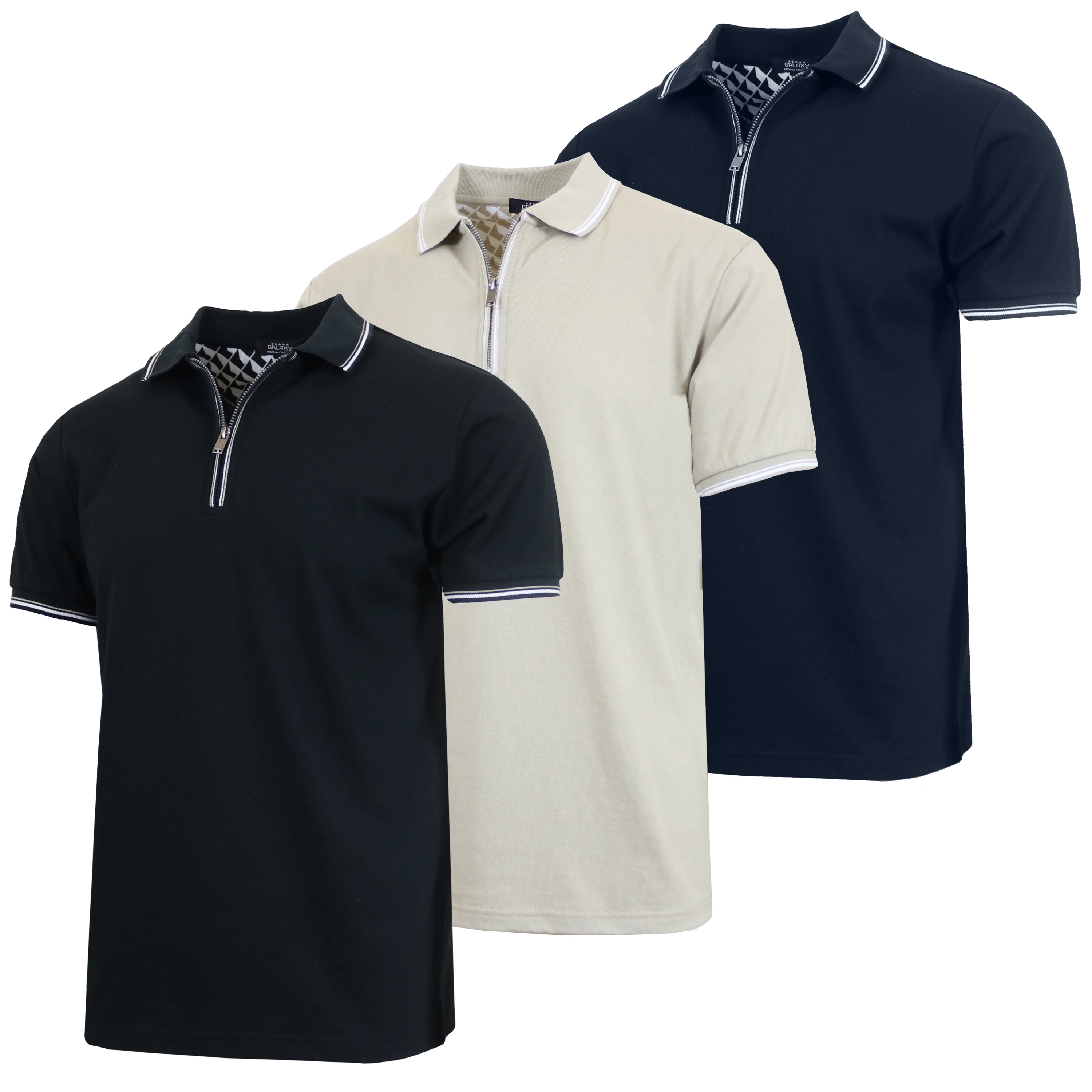 Men’s Modern Fit Polo Shirt with Zip Placket (S-2XL)