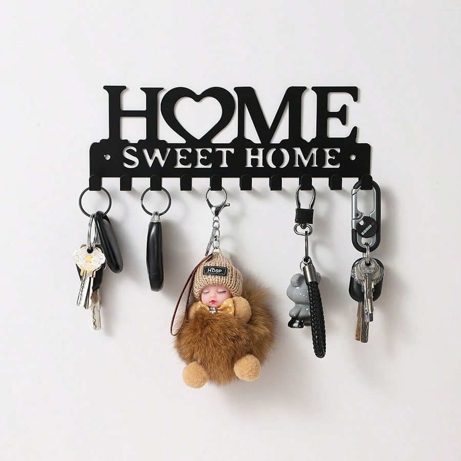 Wall Mounted Sweet Home Decorative Key Holder, Key Wall Hook, Creative Key Wall For Coats, Hats, Entrance Hallway