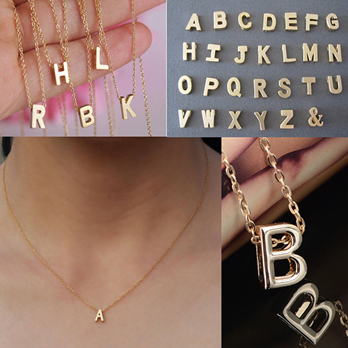 Gold Letter Pendant Necklace BelleChic