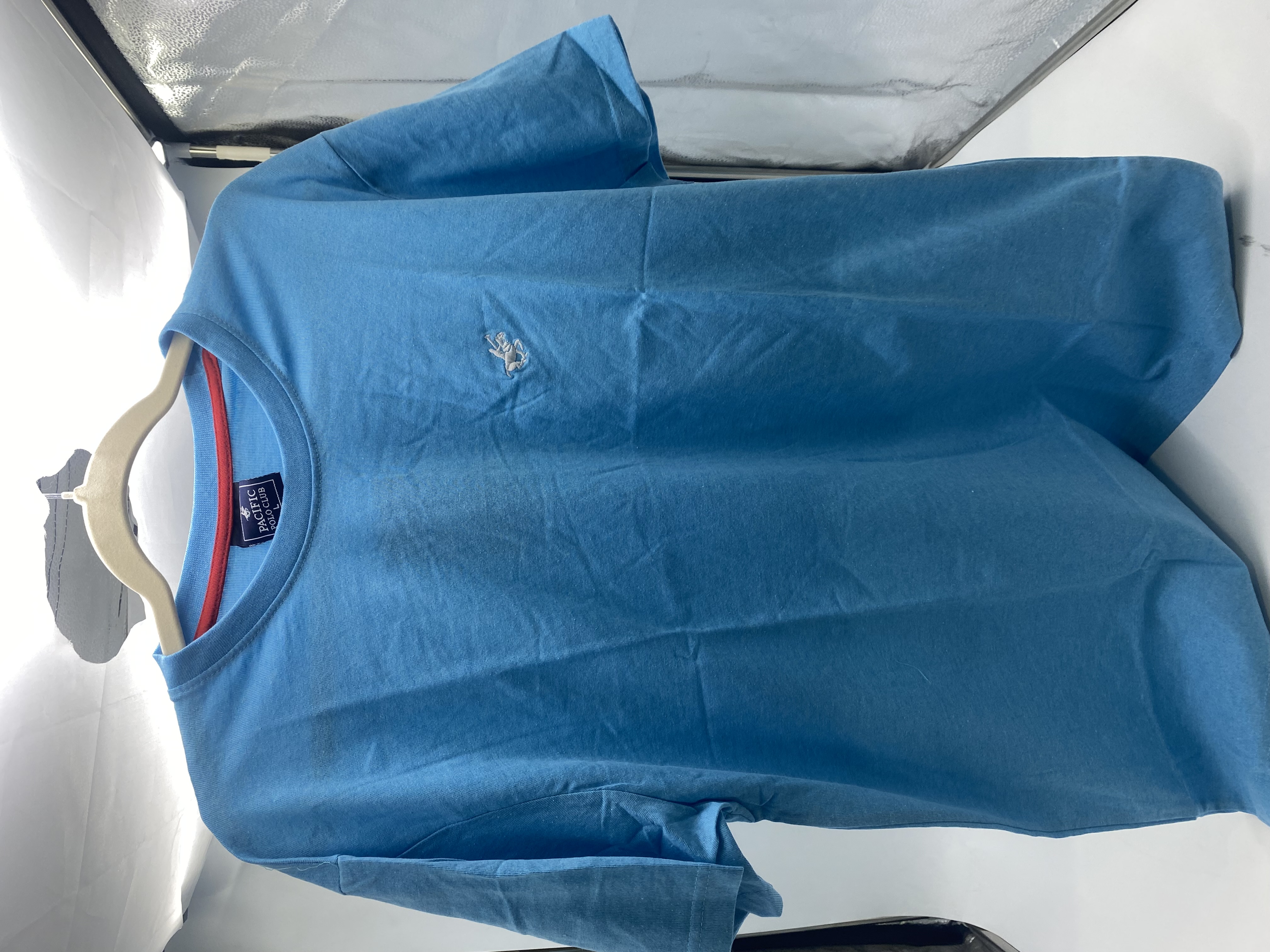 PACIFIC POLO CLUB MEN'S SHORT SLEEVE TEE SHIRT - SIZE: MEN L - CYAN - New